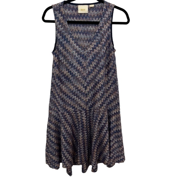 Anthropologie Mauve Dresses & Skirts - ANTHROPOLOGIE Maeve Westwater Dress Chevron Drop Waist V-Neck Dress Size XS